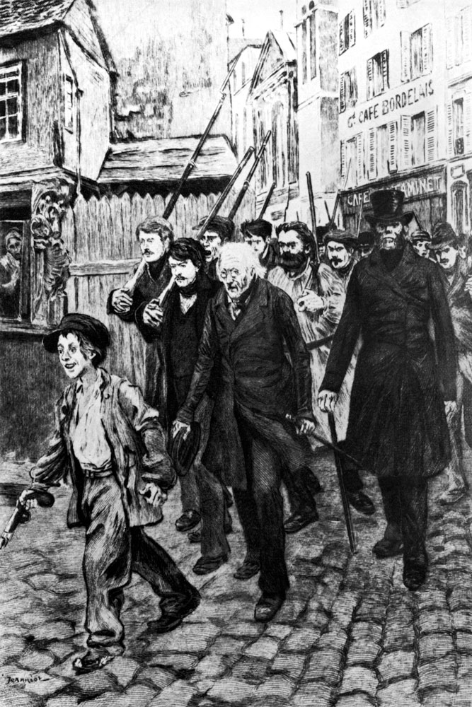 Gavroche Leading a Demonstration, illustration from 'Les Miserables' by Victor Hugo von Pierre Georges Jeanniot