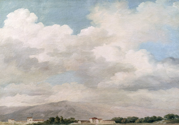 Study of the Sky at Quirinal (oil on paper mounted on card) von Pierre Henri de Valenciennes