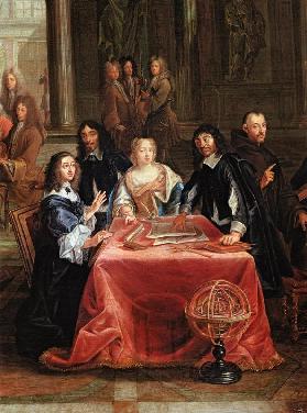 Christina of Sweden (1626-89) and her Court: detail of the Queen and Rene Descartes (1596-1650)