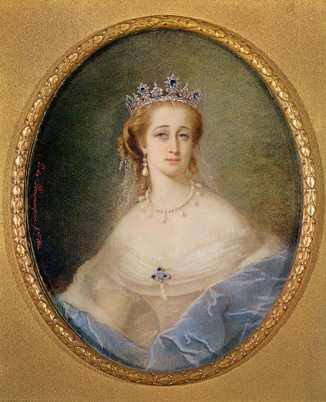 Portrait miniature of the Empress Eugenie (1826-1920) von Pierre Paul Emmanuel de Pommayrac