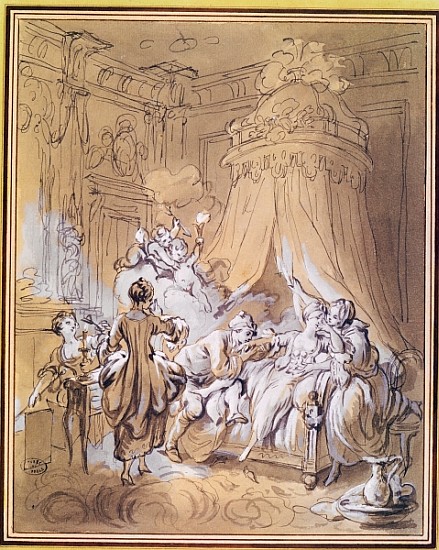The Wedding Night (watercolour & ink on paper) von Pierre Antoine Baudouin