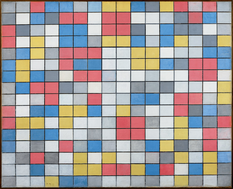Composition with Grid 9: Checkerboard Composition with Light Colours von Piet Mondrian
