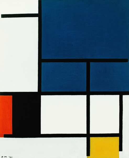 Komp. mit großer blauer Fläche von Piet Mondrian