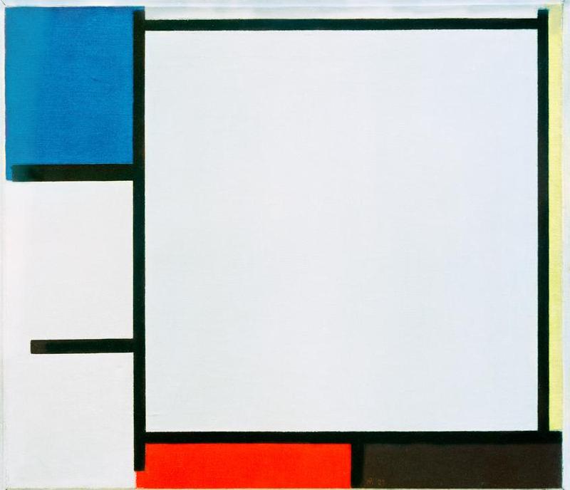 Composition with blue, yellow, red, black and grey von Piet Mondrian