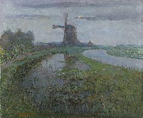 Mühle am Fluss Gein bei Mondlicht Um 1903