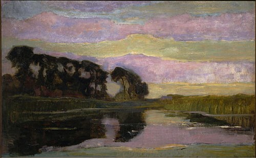 Riverscape with a Row of Trees at Left von Piet Mondrian
