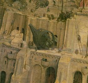 The Tower of Babel, detail of construction work, 1563 (oil on panel) (detail of 345) 1568