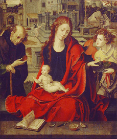Die Hl. Familie mit einem Engel von Pieter Coecke van Aelst
