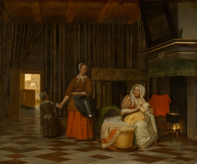 Frau mit Kind und Dienstmagd von Pieter de Hooch
