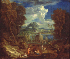 Landschaft mit badenden Nymphen von Pieter I. Rysbraek
