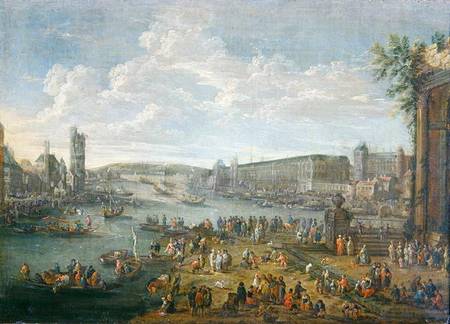 View of the Louvre and the Tour de Nesles from the Ile de la Cite von Pieter II Casteels