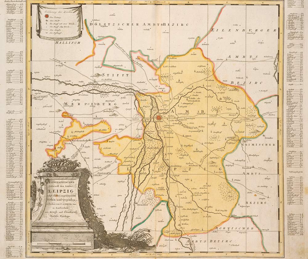Leipzig, Landkarte um 1770 von Pieter Schenk