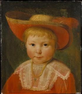 Bildnis eines Kindes mit rotgefüttertem Strohhut