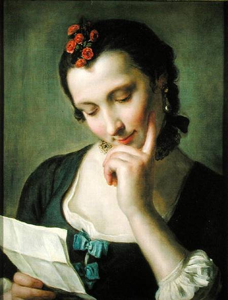 A Young Woman reading a Love Letter von Pietro Antonio Conte Rotari