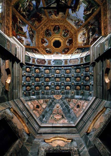View of the interior showing the coffered vault above the altar designed by Matteo Nigetti (1560-164 von Pietro  Benvenuti