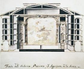 Cross section view of a theatre on the Grand Canal showing the stage and orchestra (Ausschnitt) 1787  &
