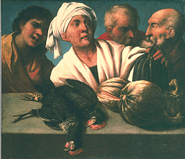 Genre-Szene mit geschlachteten Hähnen von Pietro della Vecchia Muttoni