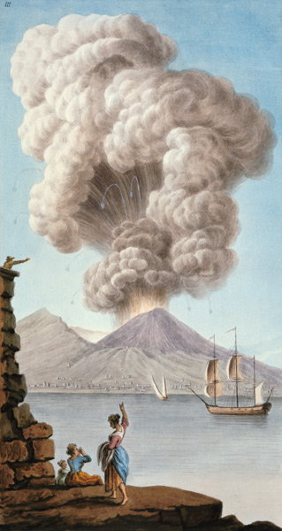 Eruption of Vesuvius, Monday 9th August 1779, plate 3, published as a supplement to 'Campi Phlegraei von Pietro Fabris