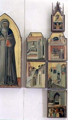 Scenes from the Life of the Blessed Humility: detail of right hand side, spire depicts St. Luke and von Pietro Lorenzetti