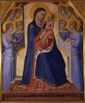 Thronende Madonna mit Kind zwischen Engeln 1340