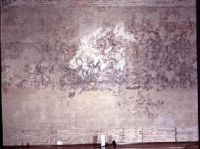 Battle tournament, fragment of mural painting from the Sala del Pisanello