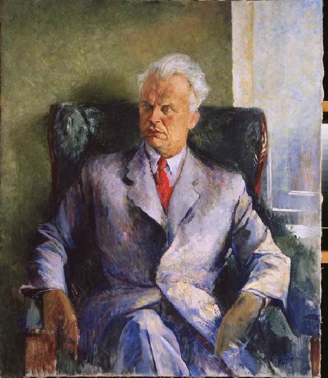 Porträt des Regisseurs und Schriftstellers Olexandr Dowschenko (1894-1956) von Pjotr Wladimirowitsch Williams