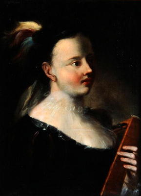 Lady with Kitara (oil on canvas) von Polish School, (18th century)