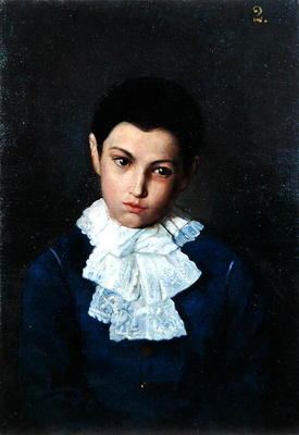 Portrait of a boy with lace collar (oil on canvas) von Polish School, (19th century)