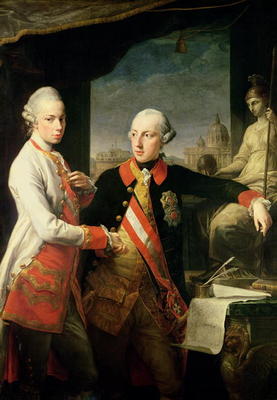Kaiser Joseph II (1741-90), and the Grand Duke Leopold of Tuscany, 1769, (oil on canvas) von Pompeo Girolamo Batoni