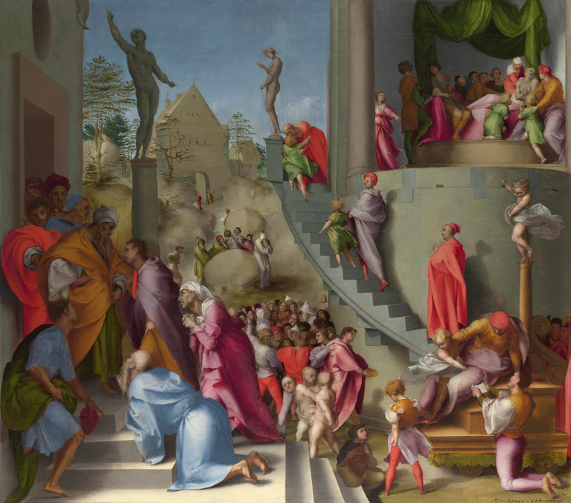 Jakobs Wiedersehen mit Josef (aus der Serie Lebensgeschichte Josefs) von Jacopo Pontormo, Carucci da