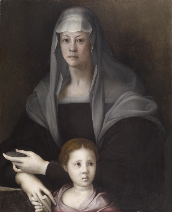 Porträt von Maria Salviati mit Giulia de' Medici von Jacopo Pontormo, Carucci da