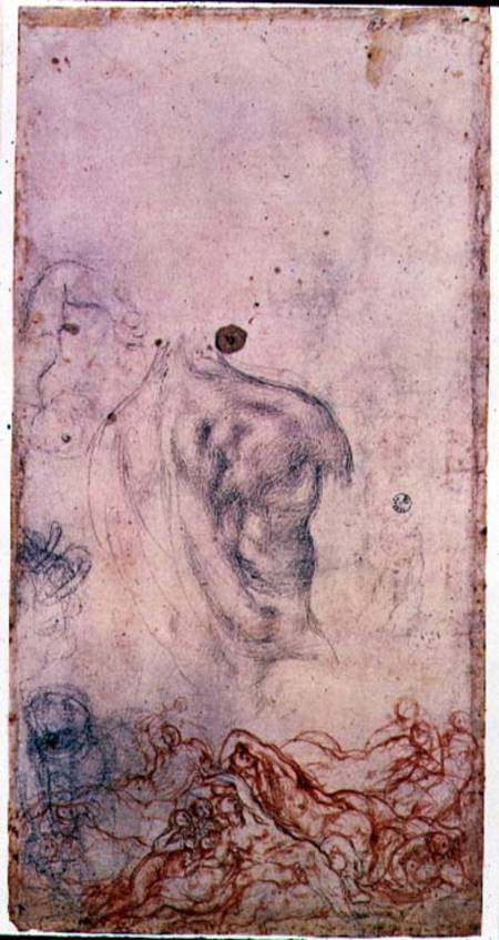 Study for a portrait of Cosimo I Giovinetto with other studies of writhing bodies von Jacopo Pontormo, Carucci da