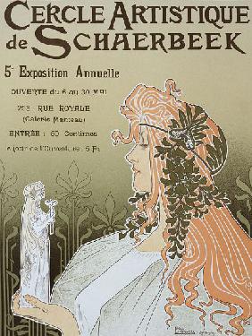 Reproduction of a poster advertising 'Schaerbeek's Artistic Circle, the Fifth Annual Exhibition', Ga 1897