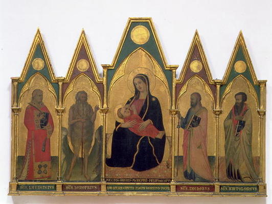Madonna of Humility with Saints (tempera on panel) von Puccio di Simone
