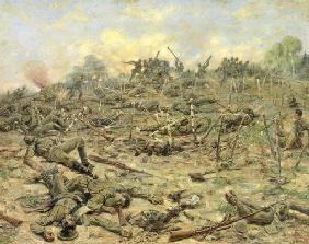 The Russian Infantry Attacking the German Entrenchments, 1918 (oil on canvas) 1989