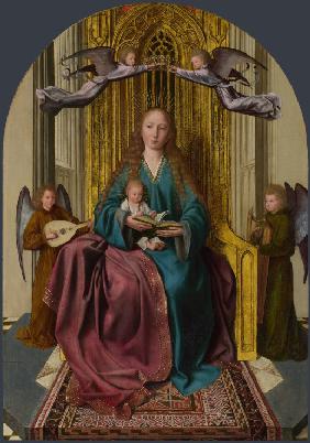 Thronende Madonna mit Kind und vier Engeln