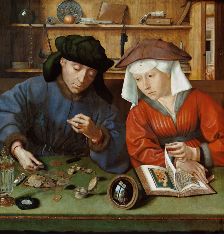 Der Geldwechsler und seine Frau. von Quinten Massys