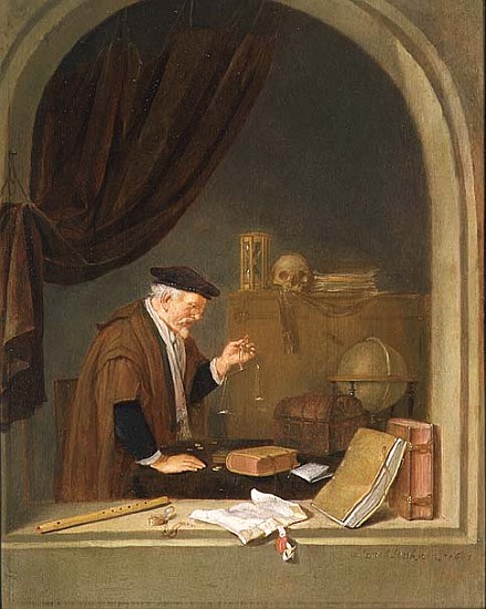 An Old Man Weighing Gold von Quiringh Gerritsz. van Brekelenkam