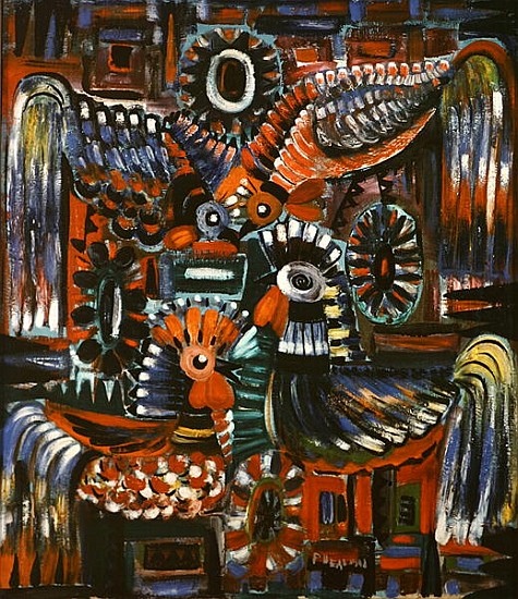 Roosters, 1967 (oil on canvas)  von Radi  Nedelchev