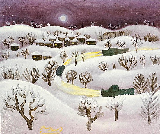 Winter Night, 1971 (oil on canvas)  von Radi  Nedelchev