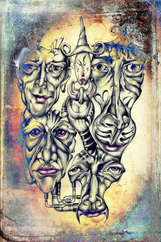 Schamane und Gesichter der Seelen von Rafal Kulik