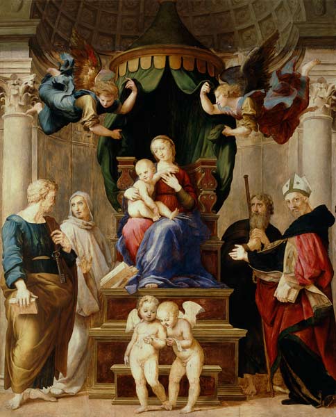 Die Madonna unter dem Baldachin. von Raffael - Raffaello Santi