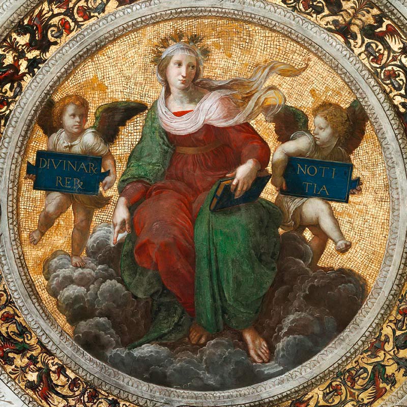 Die Theologie (Detail Ausschnitt von Decke der Stanza della Segnatura) von Raffael - Raffaello Santi