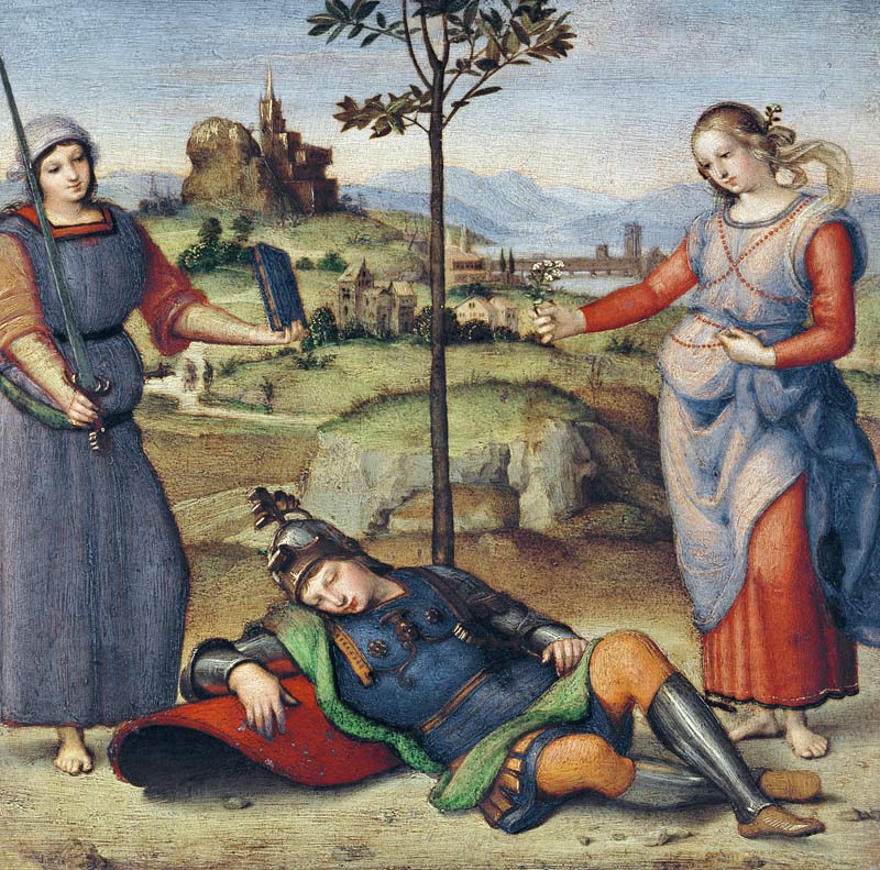 Vision of a Knight, c.1504 (oil on poplar) von Raffael - Raffaello Santi