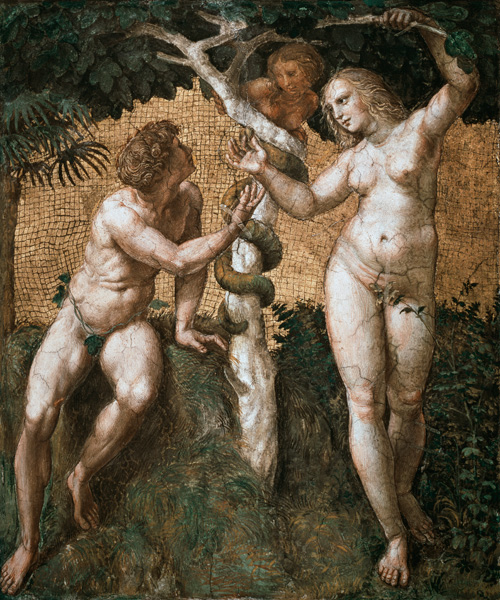 Adam and Eve, from the 'Stanza della Segnatura' von Raffael - Raffaello Santi
