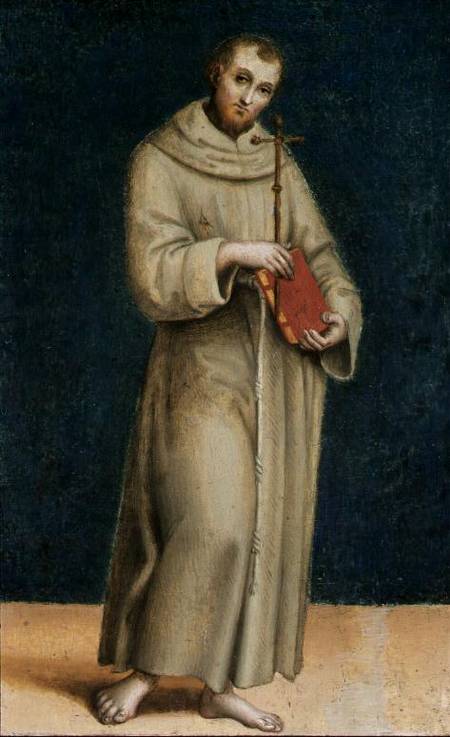 St. Francis of Assisi from the Colonna Altarpiece von Raffael - Raffaello Santi