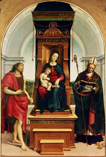The Madonna and Child with St. John the Baptist and St. Nicholas of Bari von Raffael - Raffaello Santi