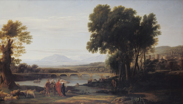 Jakob mit Laban und seinen Töchtern in einer weiten Landschaft von Ramsey Richard Reinagle