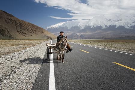 Mit dem Esel auf dem Karakorum Highway