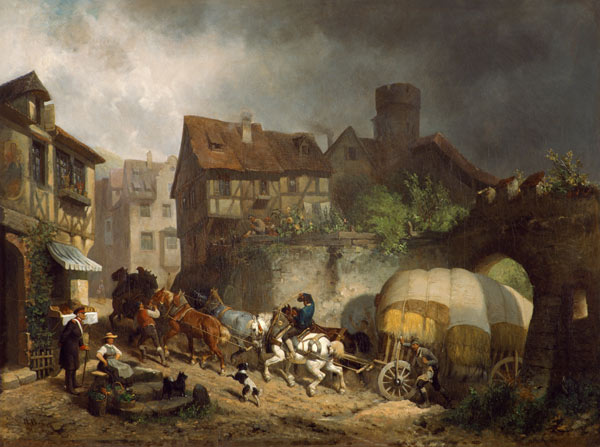 Schwäbische Dorfszene (Vor dem Gewitter) von Reinhold Braun
